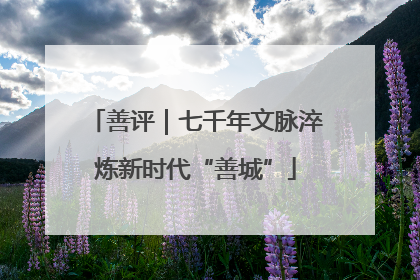 善评｜七千年文脉淬炼新时代“善城”